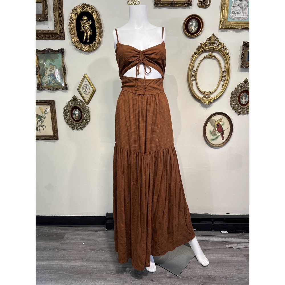 L*Space Brown Cutout Maxi Dress Sleeveless Size S/M
